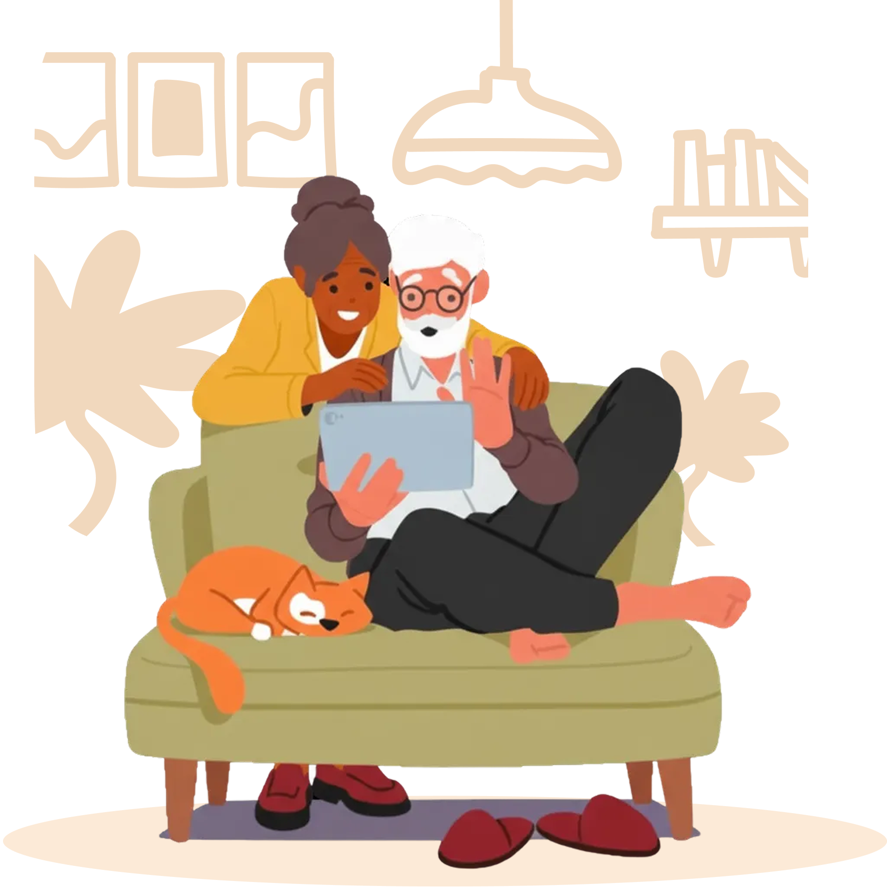 Illustration Reskouss - Personnes utilisant la technologie en toute sérénité